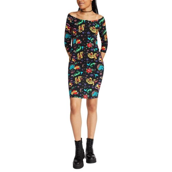 Betsey Johnson Dresses & Skirts - Betsey Johnson Womens Black Printed Knee-Length Sheath Dress NWT